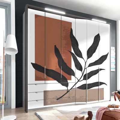 Houseart Ορθογώνια και φύλλο δέντρου, Line Art, Αυτοκόλλητα ντουλάπας, 100 x 147 εκ.